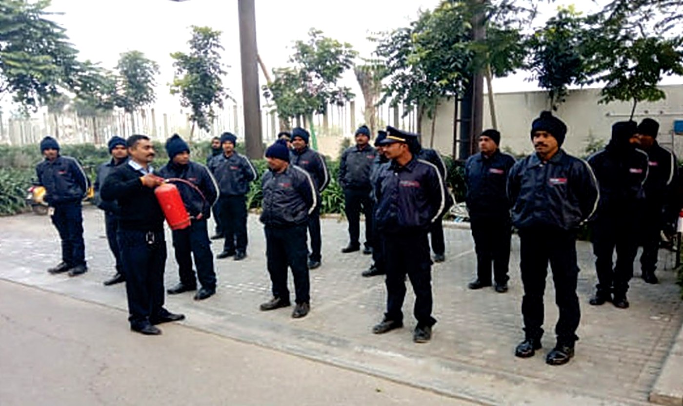 Blackguard guards during fire safety training